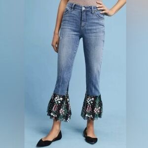ANTHRO Pilcro and the Letterpress Jeans, Floral Flare Flounce Bellbottom